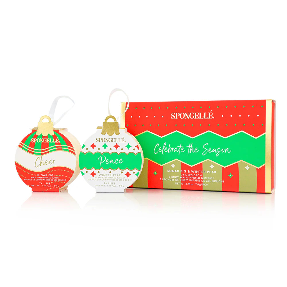 SPONGELLE HOLIDAY ORNAMENT- GIFT SET- CELEBRATE THE SEASON (CHEER & PEACE)