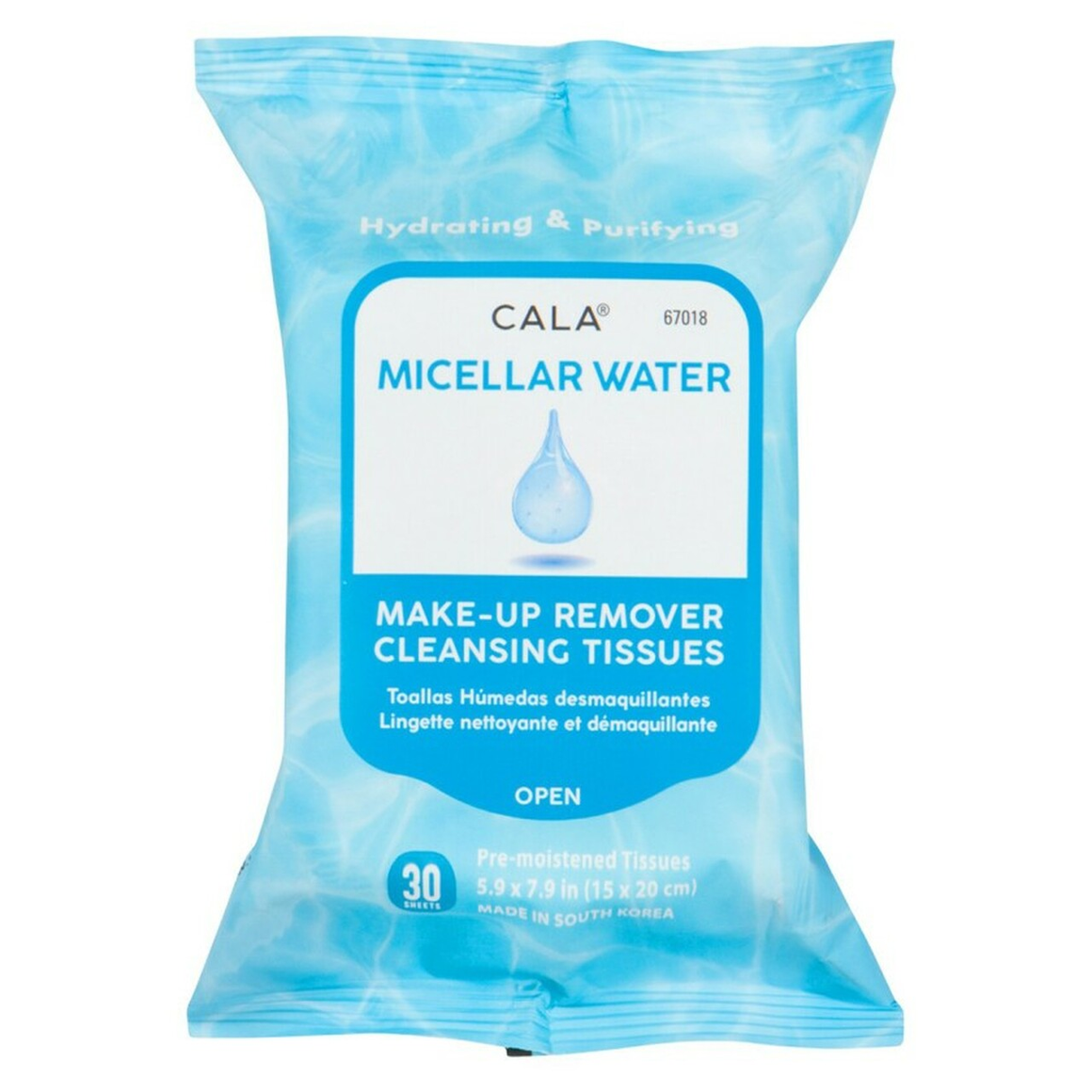 CALA MICELLAR WATER MAKE-UP REMOVER CLEANSING TISSUES  (60 SHEETS / PK)